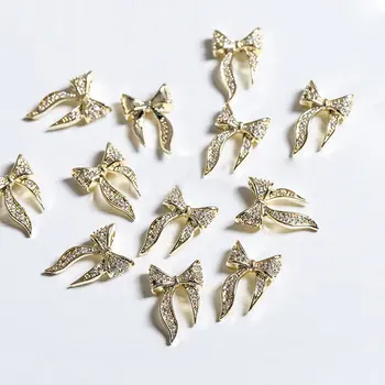10шт Луксозен лък-пеперуда от сплав, кристали, цирконий, кристали и бижута за нокти, декорации за нокти, аксесоари за нокти, амулети, аксесоари