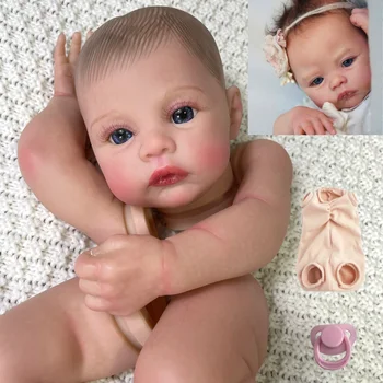 17 Инча Недоношенный Новородено Reborn Meadow с 3D рисувани, Видими вени, стоп-моушън форма с миглите, По-реалистична е Лесна играчка със собствените си ръце
