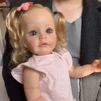 55 см, скъпа принцеса, силиконова кукла Reborn Baby Sue-сю, кукла за най-малките момичета, рисувани на ръка от корените на косата