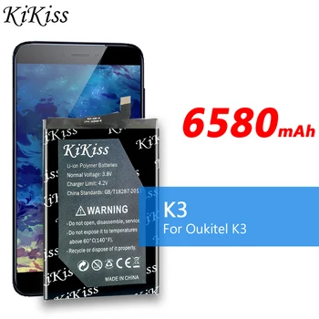 KiKiss Нова мощна работа на смени батерията K3 капацитет 6580 ма за батерии на смартфони Oukitel K3 Bateria