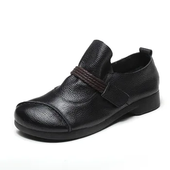 ZXRYXGS/ Популярни Тънки обувки в стил ретро, Дамски обувки От естествена кожа, Ежедневни обувки на равна подметка 2023, Пролетно-есенна Удобни обувки с мека подметка