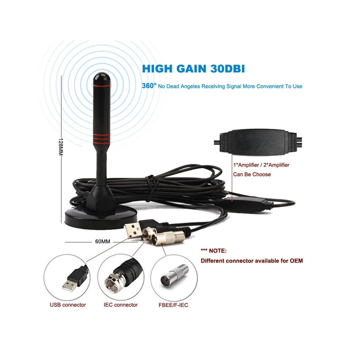 HD Цифров Вътрешна Tv Антена с Усилване на 200 Мили Ultra HDTV с Усилвател VHF/UHF Комплект Външна Антена с Бърза Реакция