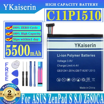 Акумулаторна батерия за таблет YKaiserin C11P1510 висок капацитет за ASUS ZenPad S 8.0 Z580CA 5500 mah + комплекти инструменти
