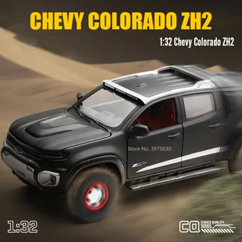 1:32 Chevrolet Colorado ZH2 Модел Автомобил Играчка Сплав, Хвърли Под Натиска на Колата, Спускащите Автомобил, Звук, Светлина, Откриване Колекция Врати за Детска Подарък