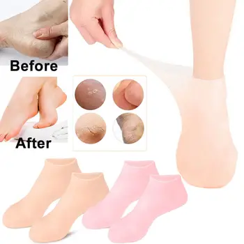1 чифт чорапи за грижа за краката СПА Силикон, овлажняващи гел чорапи за защита от напукване и Ексфолиращ Подмладяване и грижа за кожата Еластична плажен чорап