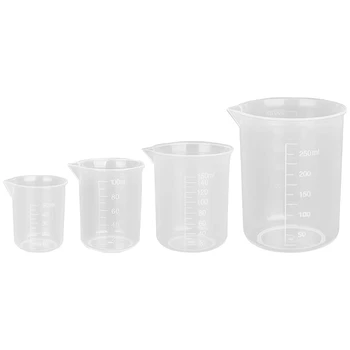 10 броя Еднократна пластмасови триизмерни чаши за заливане на храните 50 мл / 100 мл / 150 мл / 250 мл за приготвяне на бои за измерване / смесване