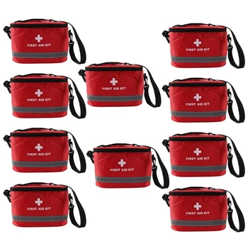 10-Кратна аптечка за първа помощ, спортна чанта за къмпинг, домашна чанта за спешни оцеляване, червена найлонова чанта през рамо с ярък символ на кръст