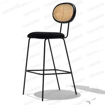 106Rattan висок стол от масивно дърво Скандинавски бар стол Бар стол дизайнерски творчески ротанговый iron домашен бар стол