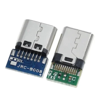 10шт USB Конектор 3.1 Type-C 24 Контакт Штекерная/Гнездо Изход Адаптер за Запояване на Проводници и Кабели 24 Контакт Подкрепа на Печатна платка