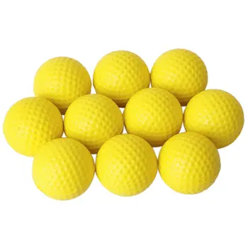 10шт Жълто мека еластична топка за голф от полиуретан за тренировки на закрито
