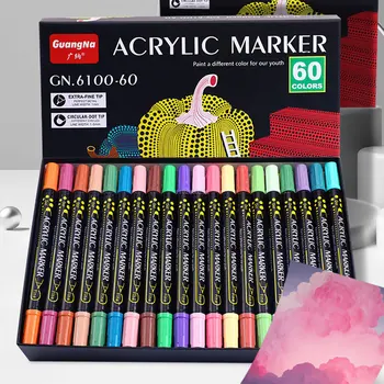 12/60 цветове Акрилна боя връхчета, с много малки точки Набор от четки-маркери за нанасяне на каллиграфических надписи върху стъкло Рок картини