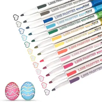 12 цвята контурни маркери, двойна линия, блестящо маркери за създаване на албуми, великденски яйца, художествени занаяти за деца