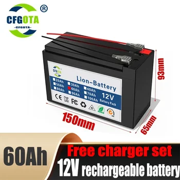 12V 60Ah 18650 литиево-йонна батерия за Слънчеви панели 30A вграден сильноточный батерия электромобиля BMS + зарядно устройство 12.6 V