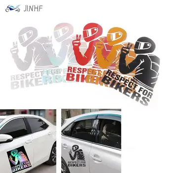 15x11 см Забавни стикери за кола Уважавайте Байкерскую стикер за колоездачи Стикер за автомобил, мотоциклет Винил 3D стикери и отличителни знаци на