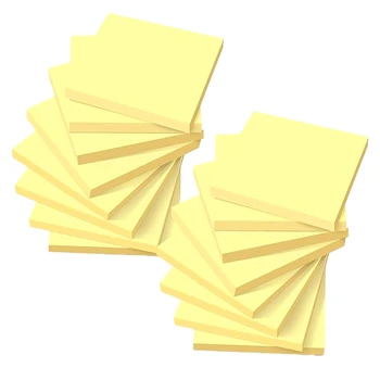 16 Книги Общ размер на 1600 стикери Жълта хартия Самозалепващи Стикери за бележки на Офис Напомняния Хартия