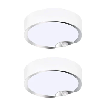 2 лампи на тавана осветително тяло с датчик за движение, работещи на батерии, вътрешни / външни led таван осветление за коридор пране