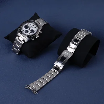  20 мм и Каишка за часовник OysterStyle Закопчалка От Неръждаема Стомана 316L Сребърна Гривна За Seiko Panda SSC813-819/SBDL085