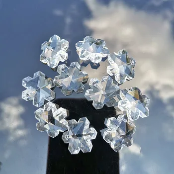 20 мм Кристални Снежните мъниста с 1 отвор Призматичен Стъклена Козирка Детайли Полилеи Декор на домашен Прозорец Окачен Козирка Cristales