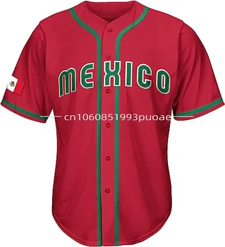 2023 Мексико Бейзболна фланелка с 3D-принтом и окото, бейзболна риза с произволно име, мъжки градинска дрехи големи размери, спортни дрехи с къс ръкав.
