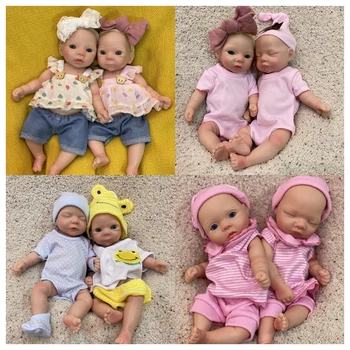 28 см Боядисани Изцяло Силиконови Кукли За Момичета Цялото Тяло От Твърд Силикон Reborn Dolls Ръчно изработени, Реалистични Bebê Reborn De Corpo Silicone Inteiro