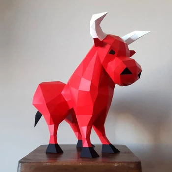 3D книжен модел на едрия рогат добитък, Стерео Оригами, направи си САМ Papercraft Низкополигональные играчки, Бижута Ръчна изработка Творчески занаяти Подарък Украса за дома