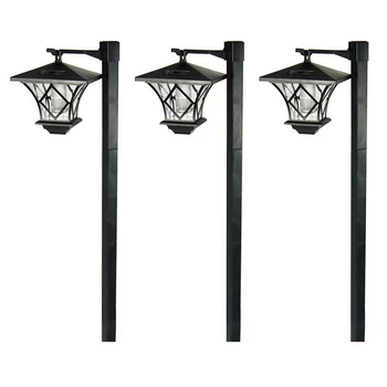 3X led традиционните градински лампи стълб на слънчевата енергия, Стълб на фенер, светлината на декор 1,5 М