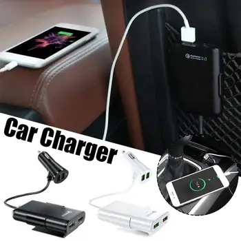 4 Порта USB Адаптер за Захранване на 40-Ватова Зарядно за Кола За Телефон QC3.0 Бързото Зарядно за Кола Удължител за Лаптоп, Смартфон, Фотоапарат