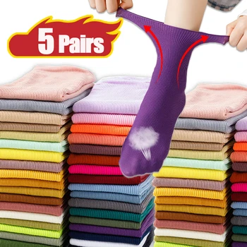 5 чифта чорапи за стайлинг на коса, дамски спортни дишащи обикновена чорапи плетене спици, шарени памучни дамски чорапи, свободни чорапи за cosplay JK