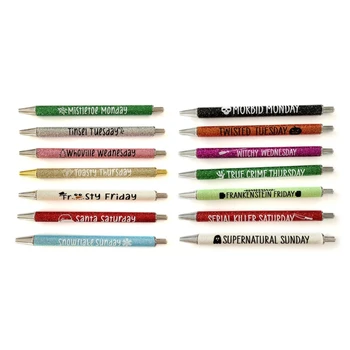 7 парчета, блестяща коледна химикалка, писалка за Хелоуин, празнични дръжки 594A