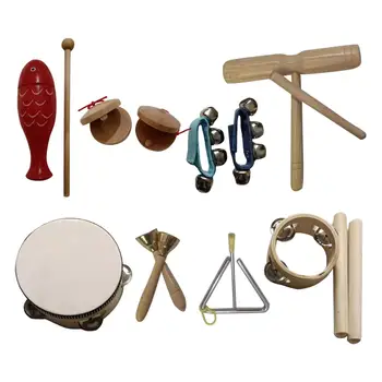 9шт Комплект Дървени Музикални Инструменти за Момчета И Момичета На Възраст от 3 до 10 Години, Подарък за Рожден Ден