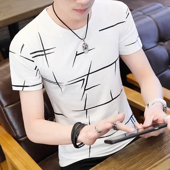 A2492 Нова мъжка лятна риза на райе с 3D принтом, мъжки t-shirt, ежедневни прилепнали блузи с къс ръкав, Тениска, дрехи M-3XL