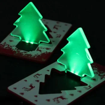 Banggood Преносима имат сгъваема Коледно дърво, led лампа за кредитни карти, портфейл-портмонета, удобен зелена светлина
