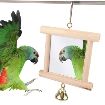 Bird ' s огледало за клетки, Папагал, Птичето Огледало, играчки с камбана за птици, Папагал, Вълнисто папагал, Дървена играчка-висулка във формата на птици, Аксесоари