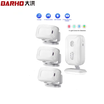 Darho Wireless Doorbell36Ringtones Дистанционно Управление 4 Цвята Led Аларма Открит Домашен Добре Дошли Обаждане Домашен Звънец