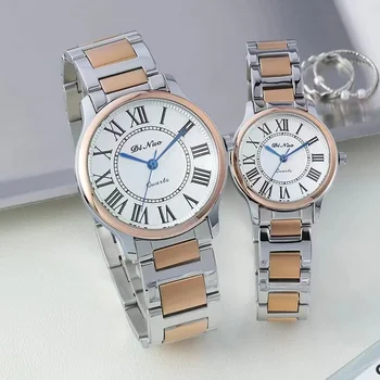 DI NUO Мъжки Дамски кварцови часовници, Луксозни Класически часовник от розово злато и неръждаема стомана Orologio, Мъжки ръчен часовник Reloj, Дамски ръчен часовник с диаманти