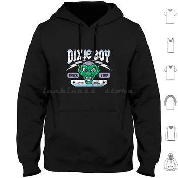 Dixie Boy Truck Stop-Overdrive-Реколта hoody с качулка в стил хоррор от памук с дълъг ръкав Overdrive, филм на ужасите, реколта проблемната спирка на камион