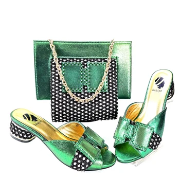Doershow, хит на продажбите, зелени обувки и чанта в тон женски обувки и чанта в африканския стил в тон свадебному рокля! HRT1-30