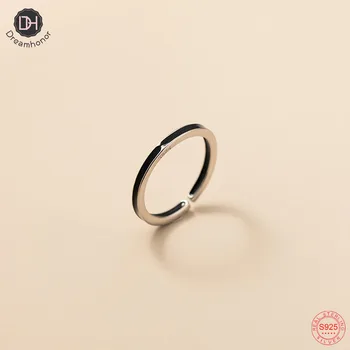 Dreamhonor Fashion, стерлинговое сребро 925 проба, прости пръстен с черен емайл за жени, подаръци, бижута SMT262