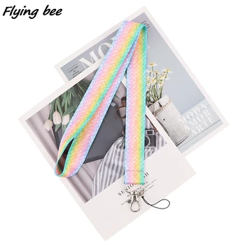 Flyingbee Творчески каишка във формата на скали Русалка, държач за самоличност, Авто ключодържател, документ за самоличност, Пропускане на фитнес, Телефон, Въже за обесване, шнур за окачване на собствените си ръце X1838