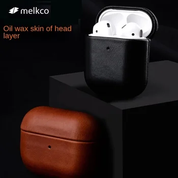 Melkco Premium Калъф от естествена Телешка кожа за Airpods Pro 2 е Луксозен Калъф за слушалки AirPods 3 2 1 Pro Vintage Shell