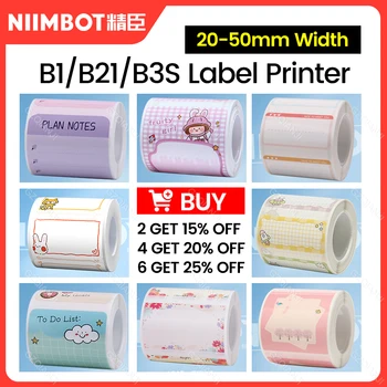 Niimbot B21 B1 B203 B3S Цветен Кръг Бяло Ролка Хартия за Термонаклейки Етикети за Официални Принтери Niimbot Ширина от 20 до 50 мм 40*20 мм