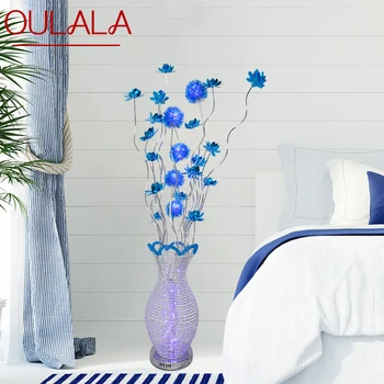 OULALA, Скандинавски син лампиона, Модерно изкуство, Хол, спалня, Хотел, Алуминиева тел, Оригиналност, Цветя и Декоративна лампа