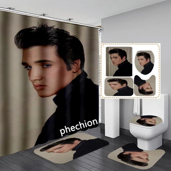 phechion Нова Мода 3D Принт Елвис Пресли Завеса За Душ Водоустойчива душ Завеса За Баня Противоскользящий Подложка За Баня Набор от Тоалетни Постелки VR294