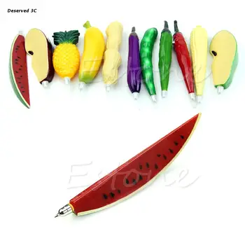 R9CB Удобна химикалка дръжка във формата на хубав плод-диня, ягода, портокал, патладжан