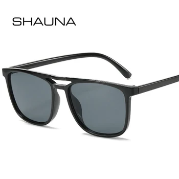 SHAUNA Ретро Двойни Мостове Квадратни Дамски Слънчеви очила Модерен Супени Градиентные нюанси UV400 Мъжки Слънчеви очила с плосък покрив