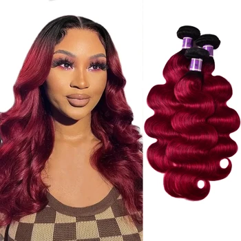 Unice Hair, 3 БР, Бразилска Червено-Бордо снопове насипни вълна, 100% Снопове от човешка коса За удължаване от Естествени Къдрава коса Remy