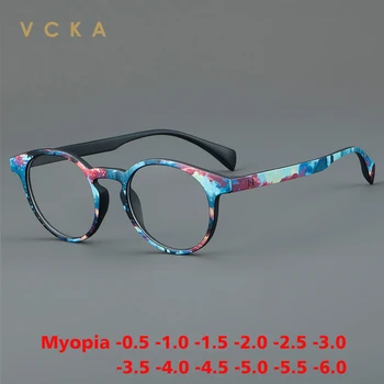 VCKA Реколта Печат Ацетатная Рамки За Очила От Късогледство Мъже, Жени Изработени По Индивидуална Рецепта за Очила Ретро Луксозни Очила -0,5 -10