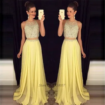 Vestido Longo Жълто-Дълга елегантна рокля за абитуриентски бала от 2 теми 2017, вечерна рокля за абитуриентски Formatura Ballkleider