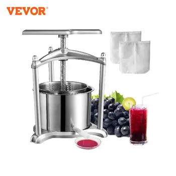 VEVOR 1,6 литра / 6 л Ръчна преса за плодове на вино от неръждаема стомана Домакински машина за приготвяне на сок от зеленчуци, домашно приготвени ястия