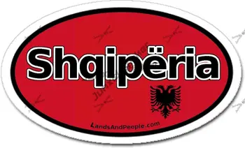Vinyl стикер с овални флага Албания Shqiperia, код на страната AL Албания, етикети за бронята на автомобила, на мотоциклета, персонализирани етикети, персонализирани